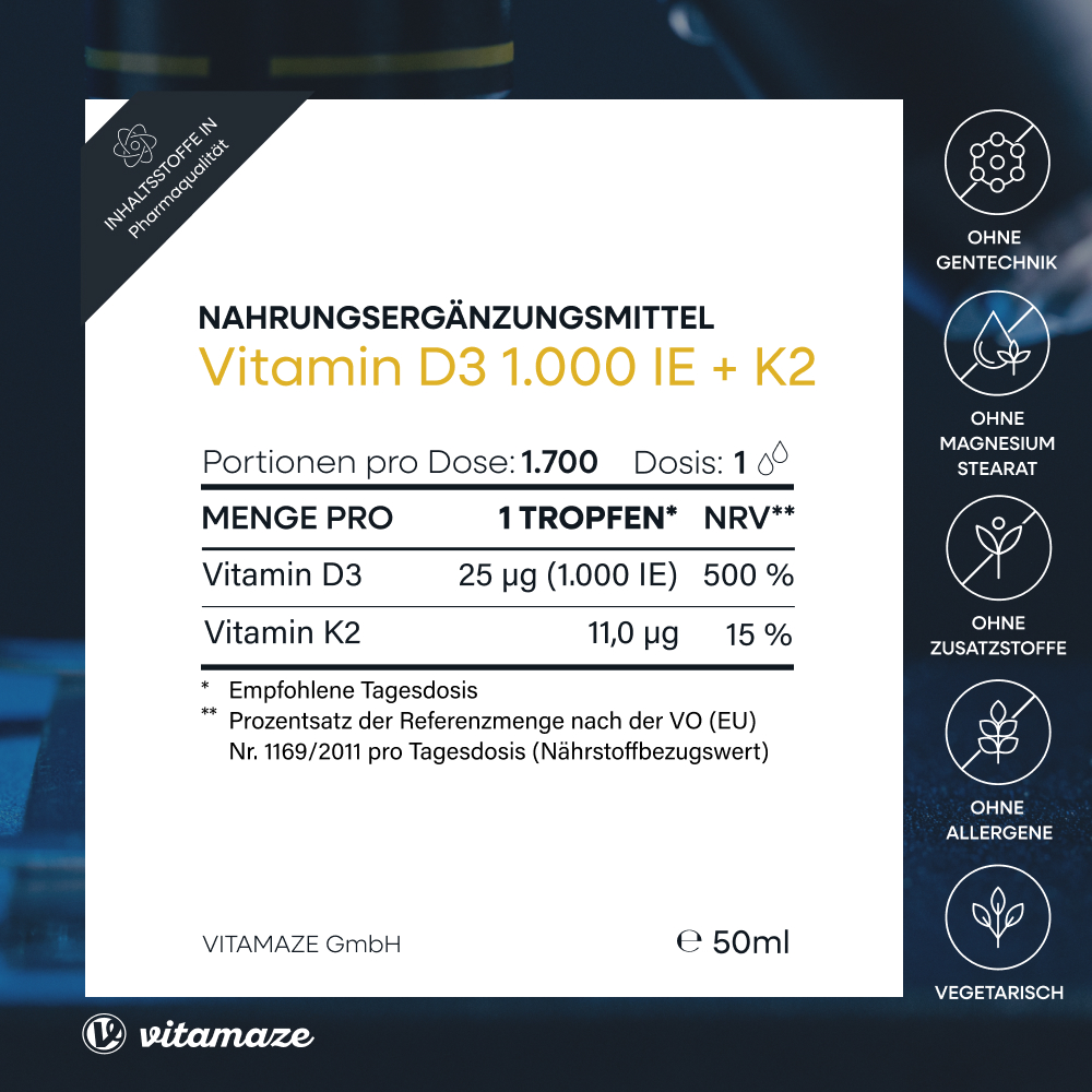 vitamaze VITAMIN D3 + K2 1000 I.E. 50 ml Tropfen
