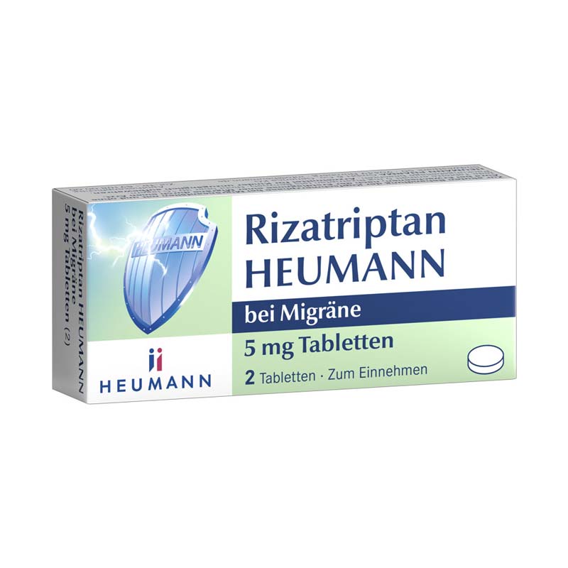 Rizatriptan 5 mg HEUMANN bei Migräne  2 St Tabletten