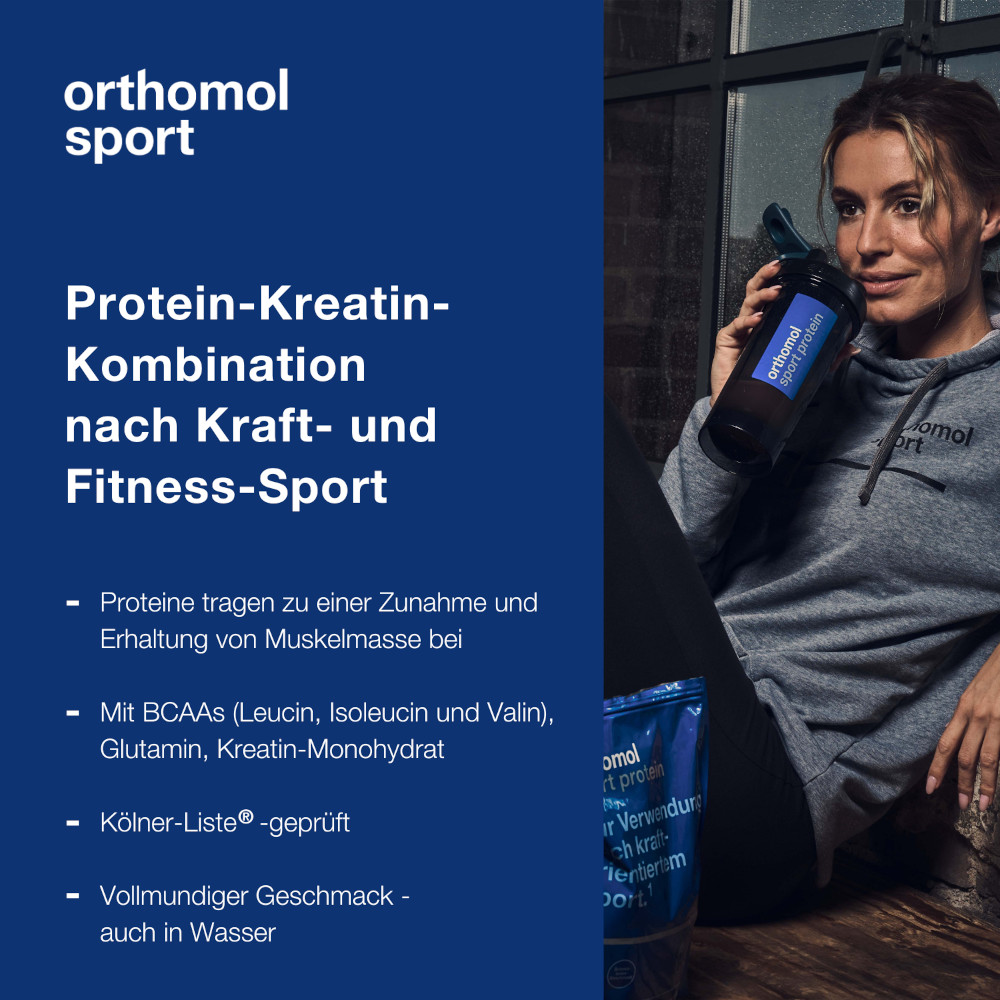 orthomol sport protein - Eiweißpulver mit Kreatin und BCAA - Schokoladen-Geschmack - Pulver