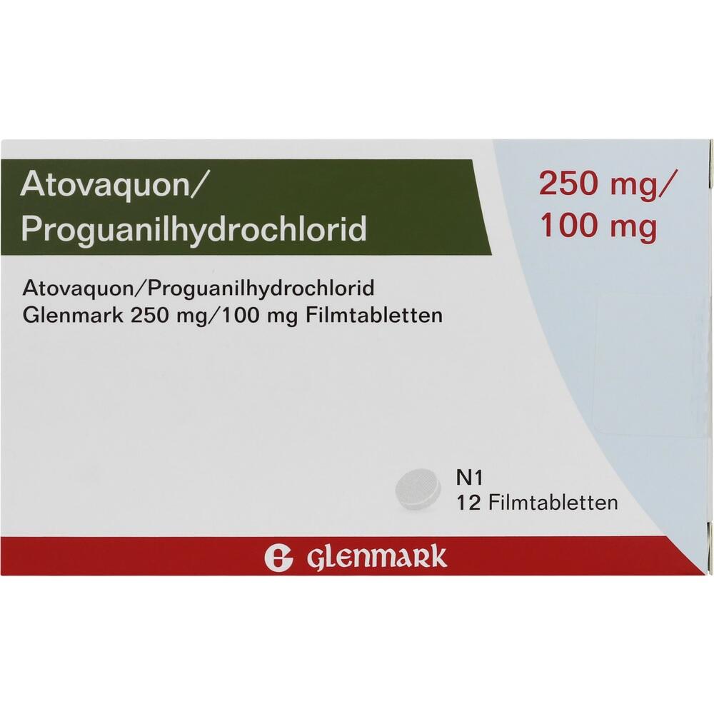 Atovaquon/Proguanilhydrochlorid Glenmark 250mg/100mg 12 St Filmtabletten