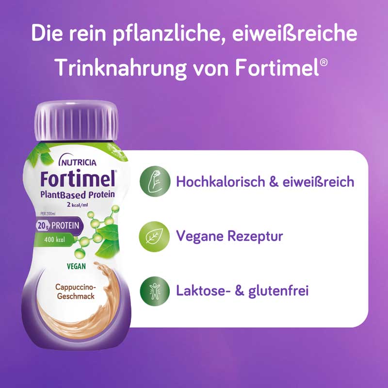 NUTRICIA Fortimel PlantBased Protein 2 kcal/ml Cappuccino-Geschmack 4X200 ml Flüssigkeit