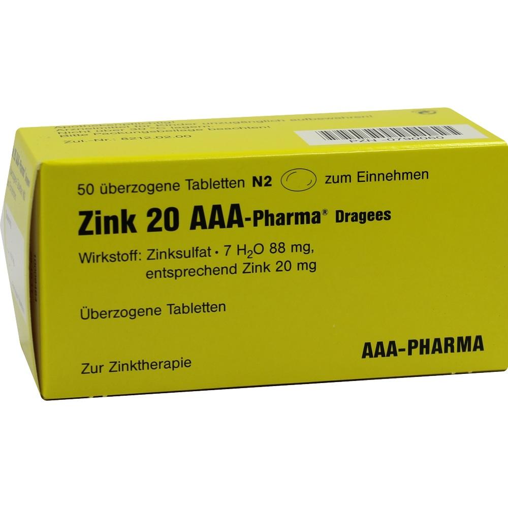 Zink 20 AAA-Pharma 50 St Überzogene Tabletten