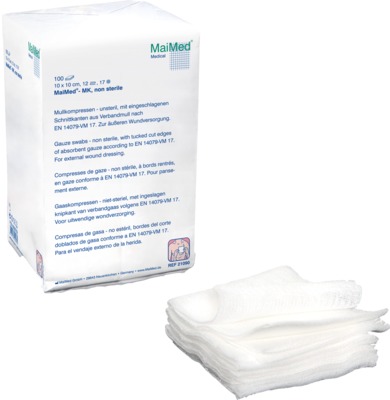 MULLKOMPRESSEN 10x10 cm unsteril 12fach 100 St Kompressen