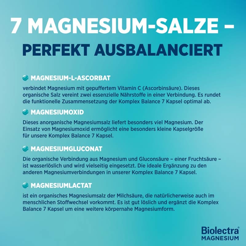 Biolectra MAGNESIUM Komplex Balance 7 +10 % Rabatt* 120 St Kapseln