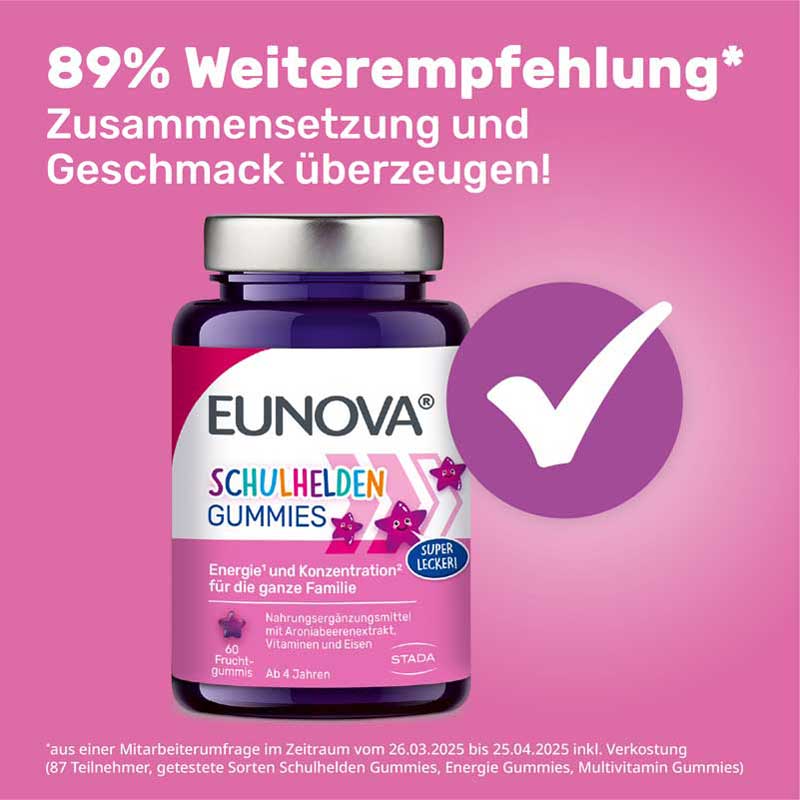 : EUNOVA Schulhelden Gummies: Multivitamine für Kinder & die ganze Familie 60 St Bonbons