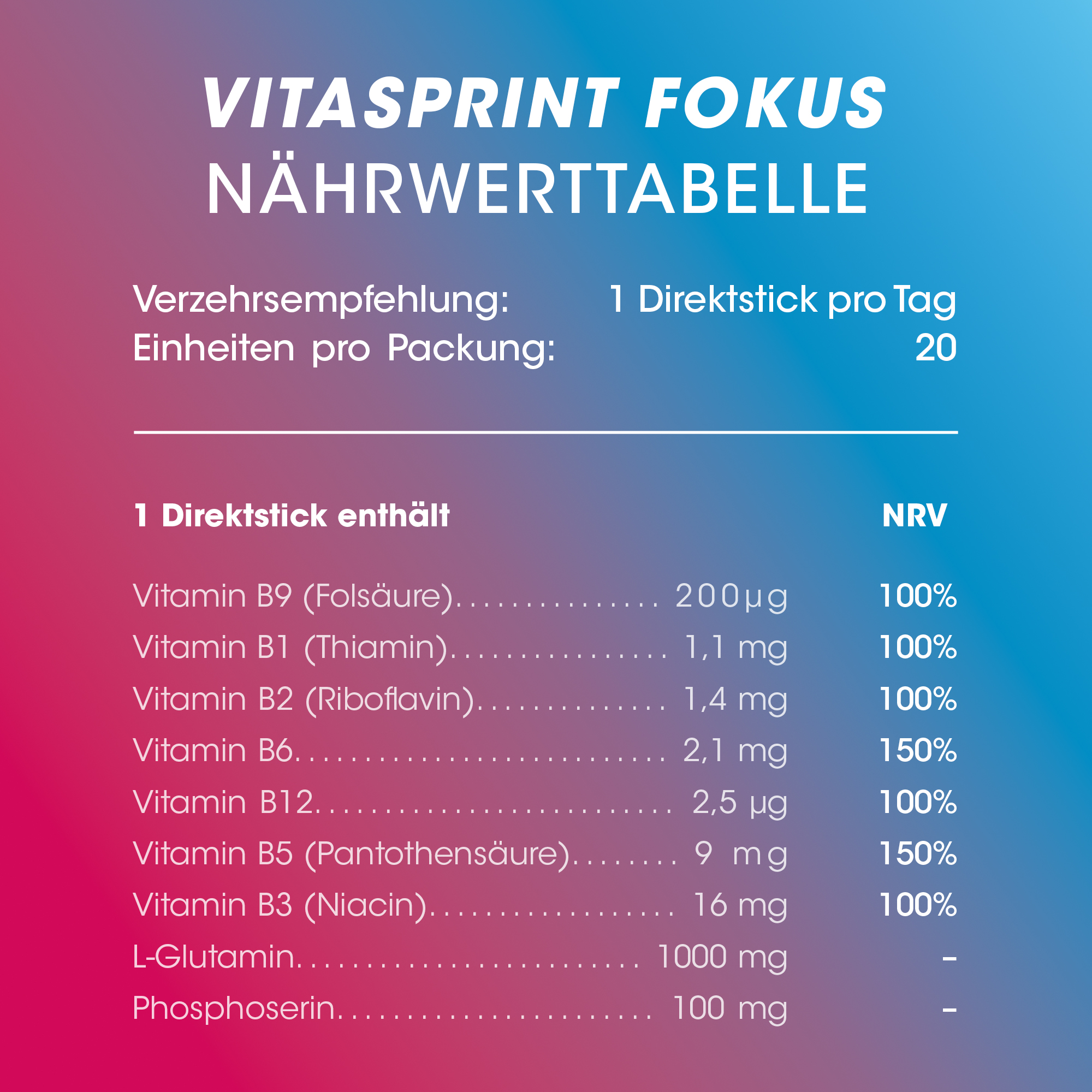 vitasprint FOKUS 20 St Granulat
