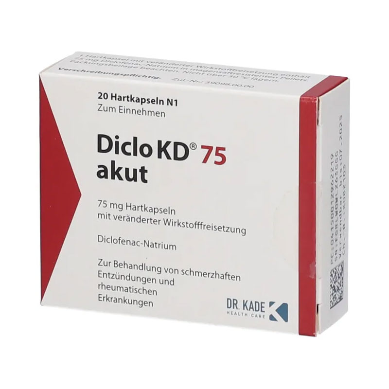 Diclo KD 75 akut 20 St Hartkapseln mit magensaftresistent überzogenen Pellets