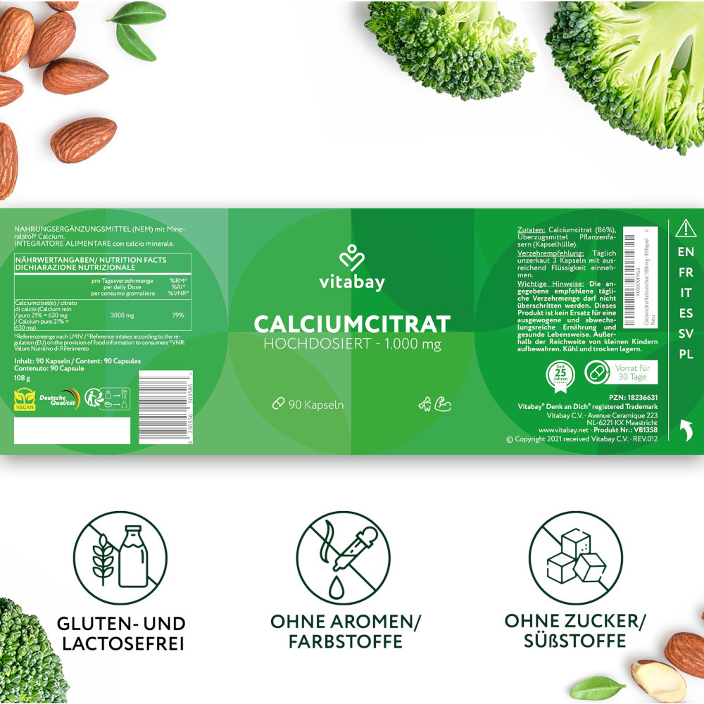 vitabay CALCIUMCITRAT 1000 mg  90 St Kapseln