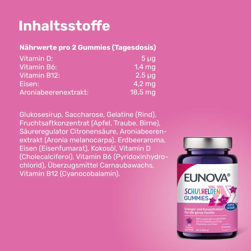 : EUNOVA Schulhelden Gummies: Multivitamine für Kinder & die ganze Familie 60 St Bonbons