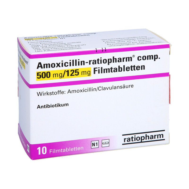 Amoxicillin-ratiopharm comp. 500mg/125mg 10 St Filmtabletten