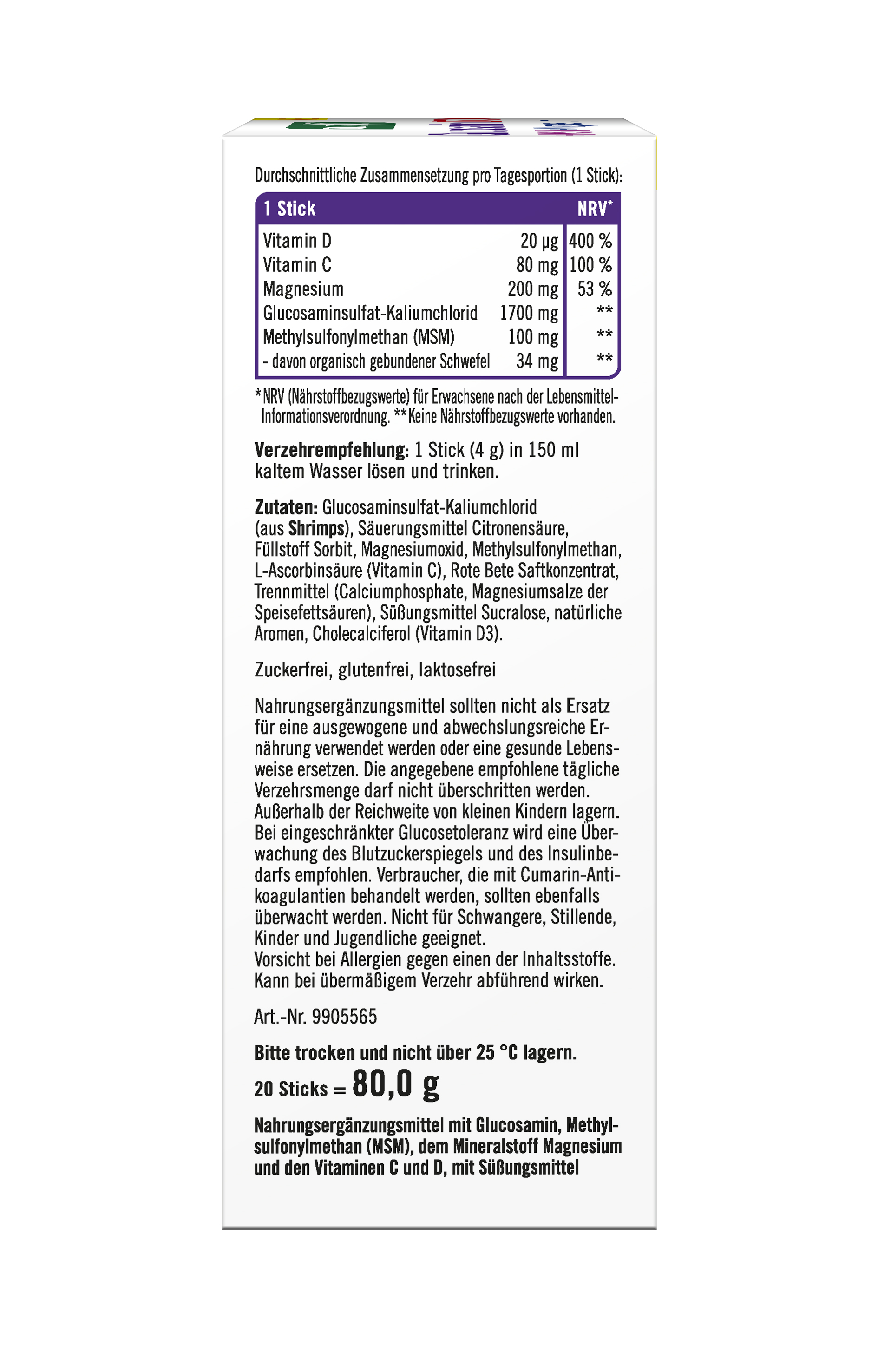 taxofit Glucosamin 1700 + MSM + Magnesium  20X4 g Granulat