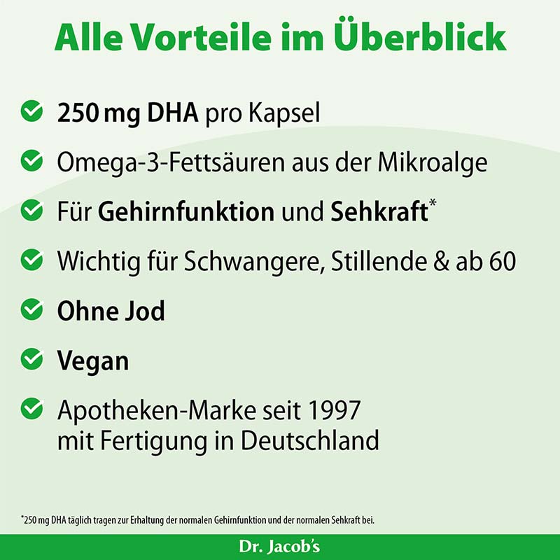 Dr. Jacobs DHA Algenöl vegane Omega-3-Fettsäure  60 St Kapseln