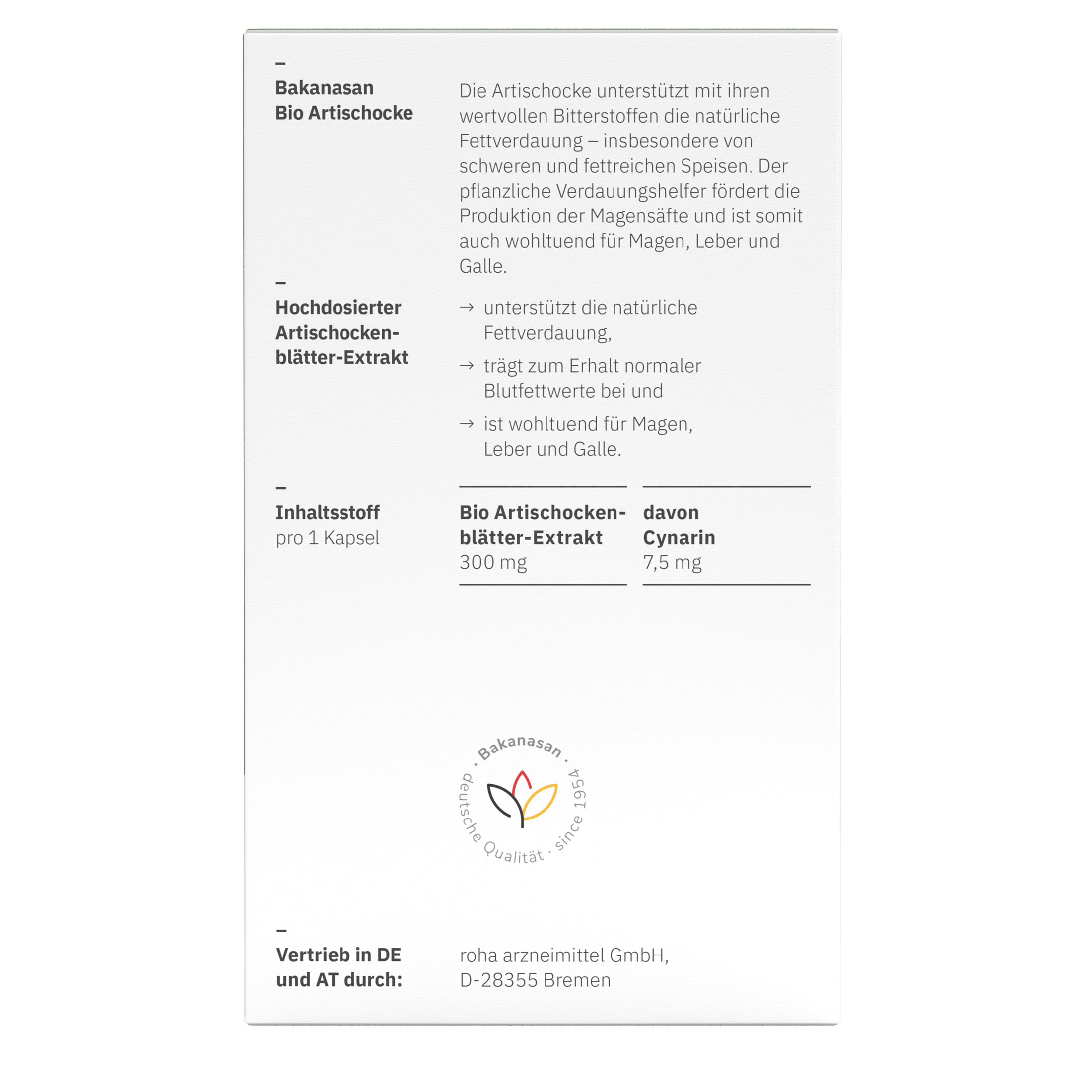 Bakanasan BIO ARTISCHOCKE 100 St Kapseln