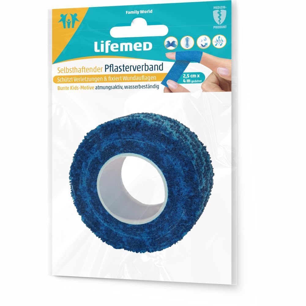 Lifemed Selbsthaftender Pflasterverband 2,5 cm x 4 m 1 Packung Pflaster