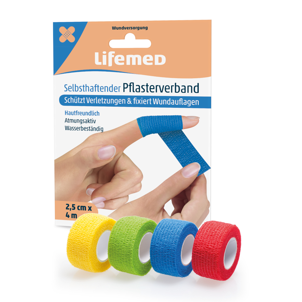 Lifemed Selbsthaftender Pflasterverband 2,5cm x 4m 1 St Pflaster