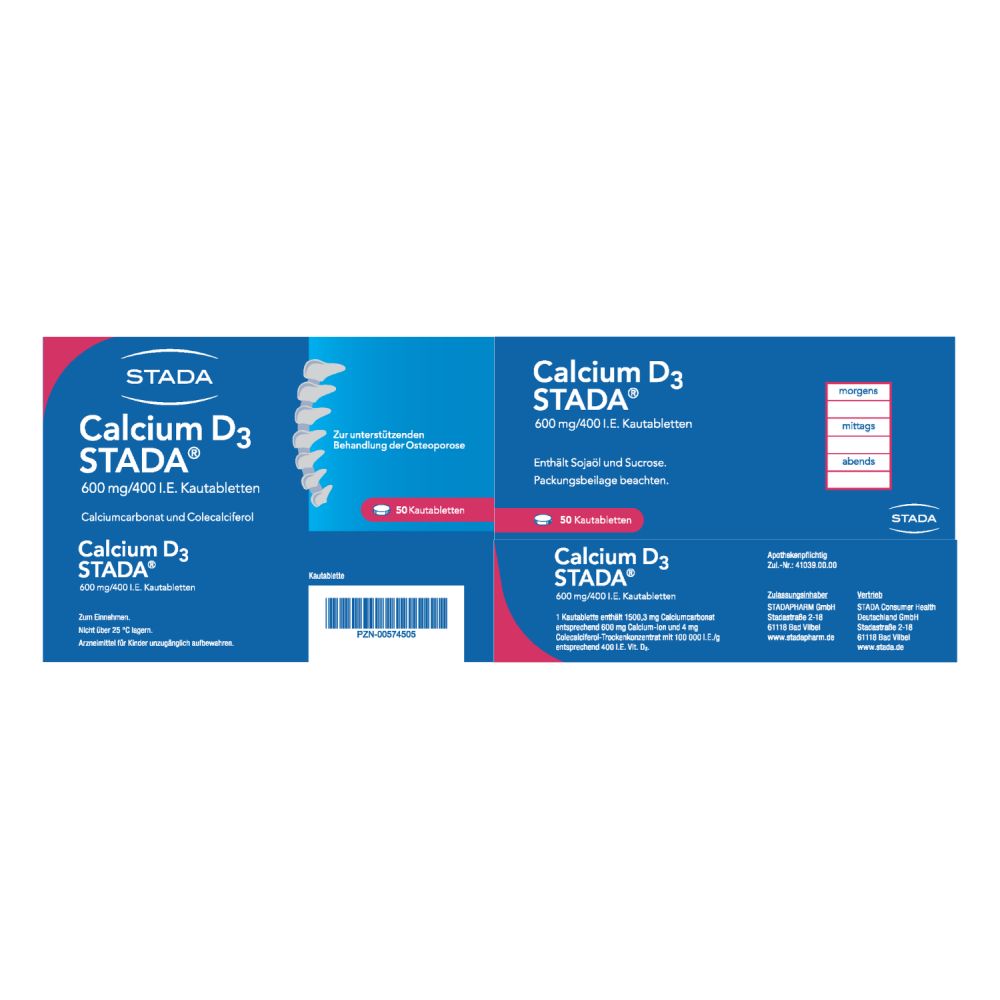 Calcium D3 STADA 600mg/400 I.E.  50 St Kautabletten