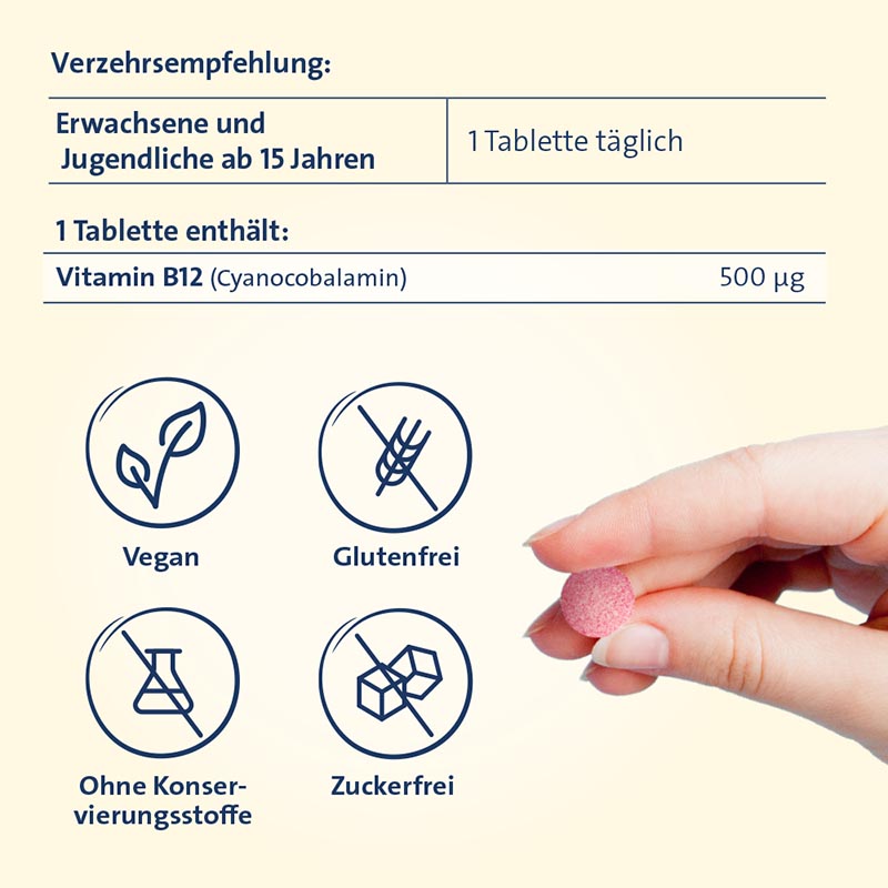 VITAMIN B12 HEVERT 500 Mikrogramm 60 St Tabletten
