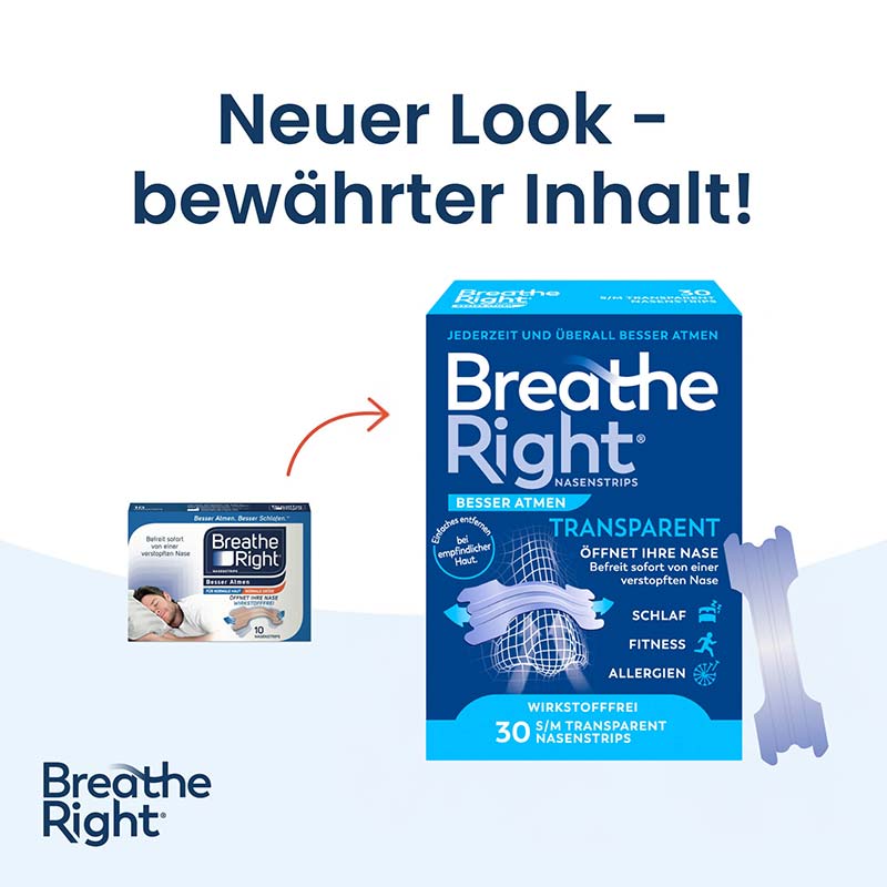 Breathe Right BESSER ATMEN NASENSTRIPS TRANSPARENT 30 St Pflaster