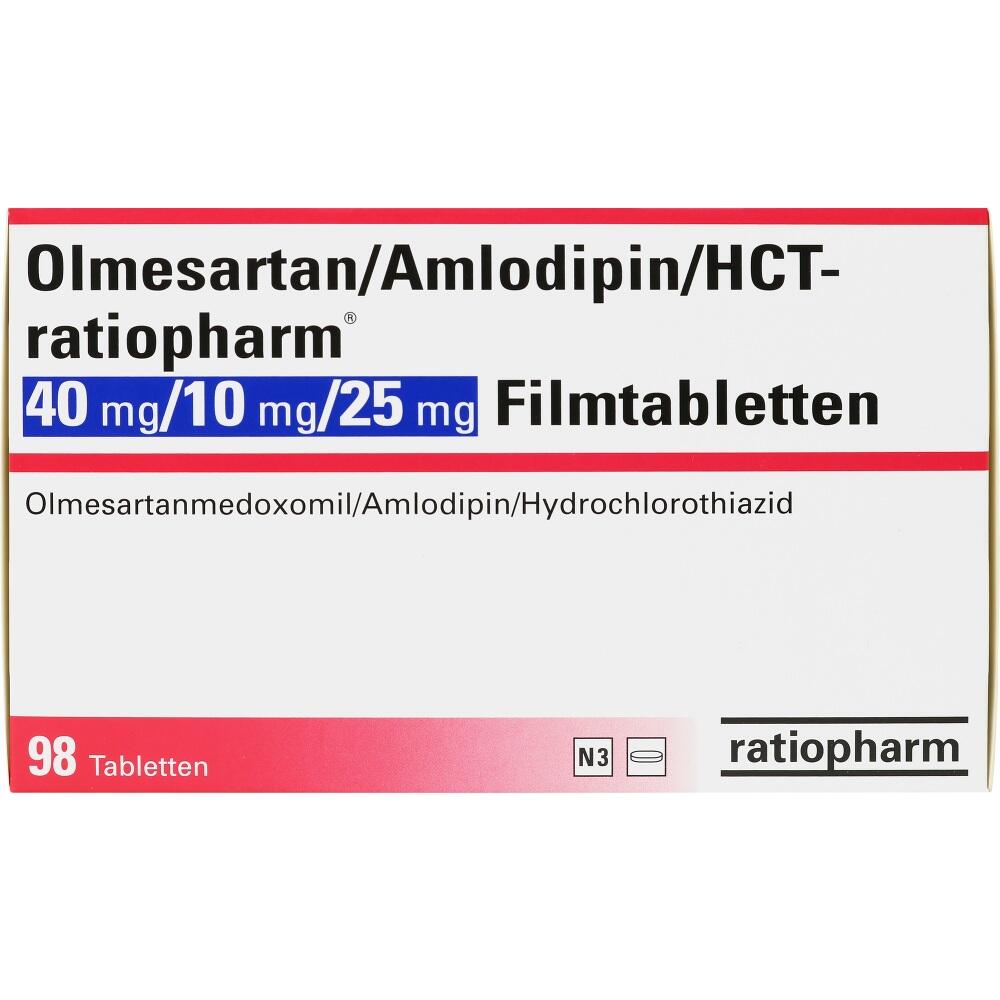 Olmesartan/Amlodipin/HCT-Ratio 40 mg/10 mg /25 mg 98 St Filmtabletten