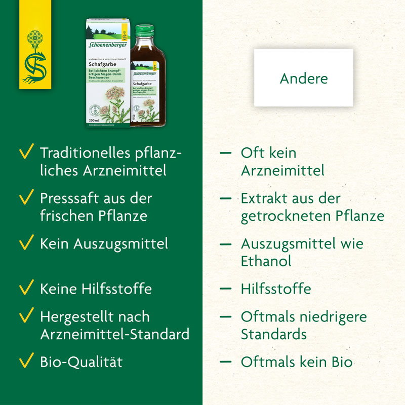 Schoenenberger Schafgarbe naturreiner Heilpflanzensaft 3X200 ml Saft