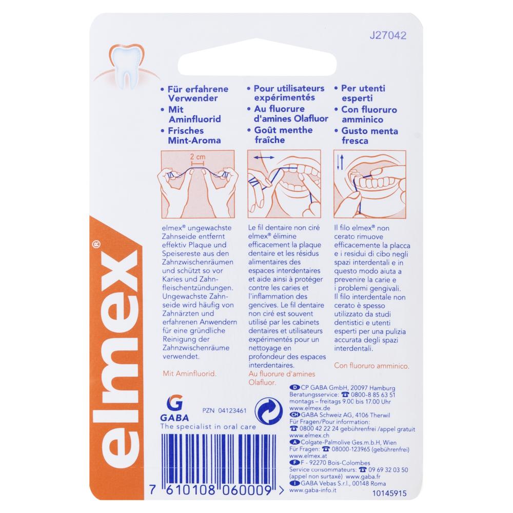 elmex ZAHNSEIDE UNGEWACHST mit Aminfluorid 50 m