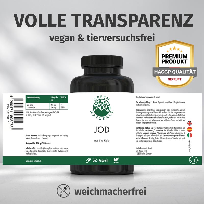 GREEN NATURALS Jod 200ug 365 St Kapseln