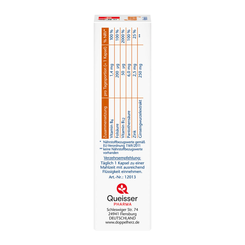 Doppelherz aktiv Ginseng 250 +B-Vitamine +Zink 30 St Kapseln