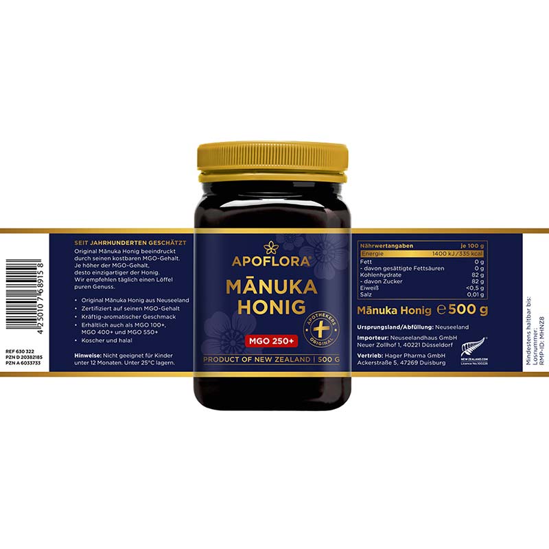 APOFLORA MANUKA HONIG MGO 250+ 500 g