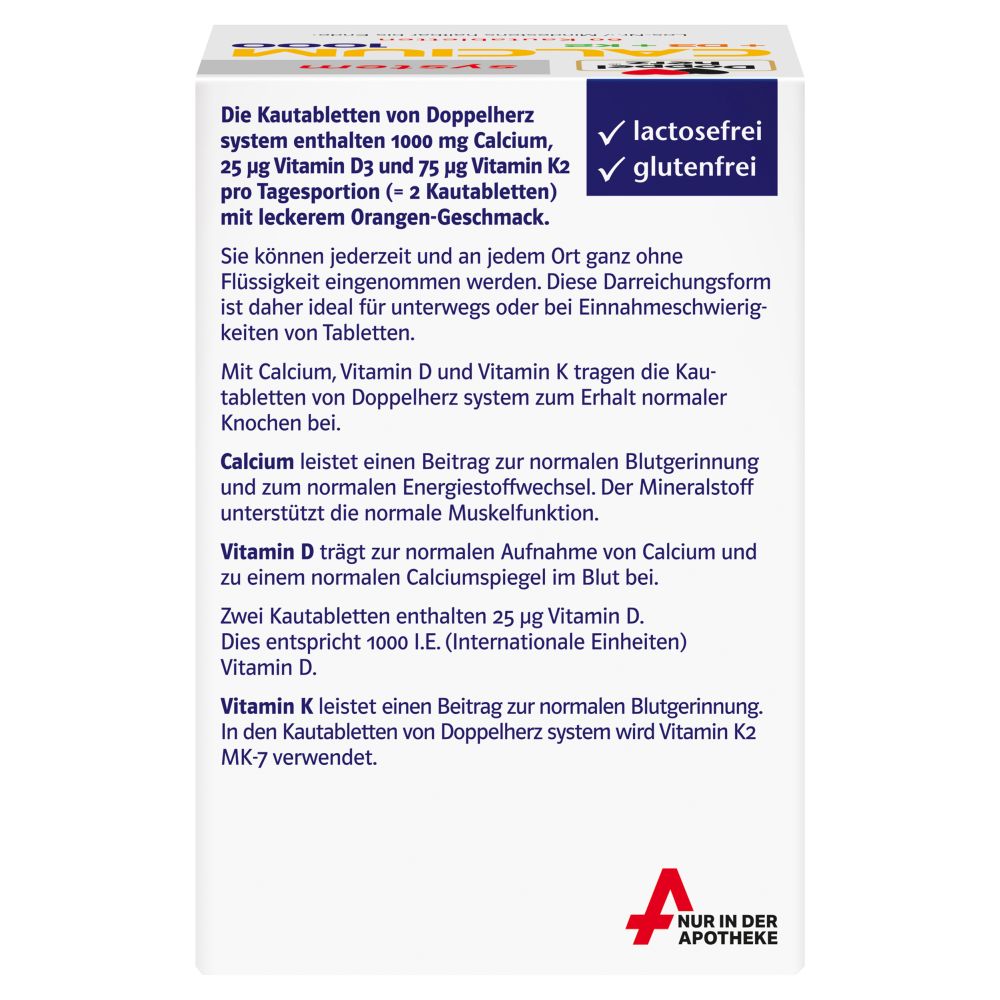 Doppelherz system CALCIUM 1000 + D3 + K2  60 St Kautabletten