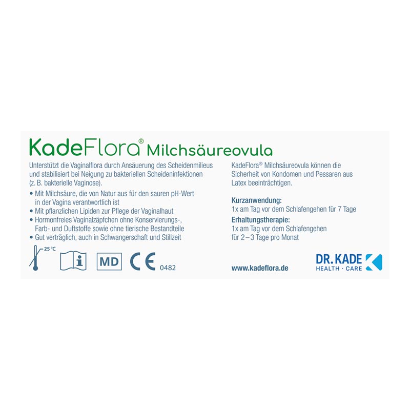 KadeFlora Milchsäureovula 7 St Vaginalsuppositorien