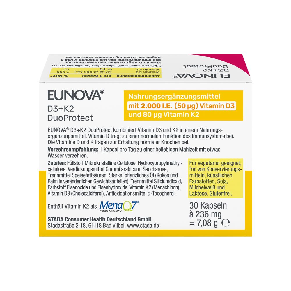 EUNOVA DuoProtect D3+K2 2000 I.E. 30 St Kapseln