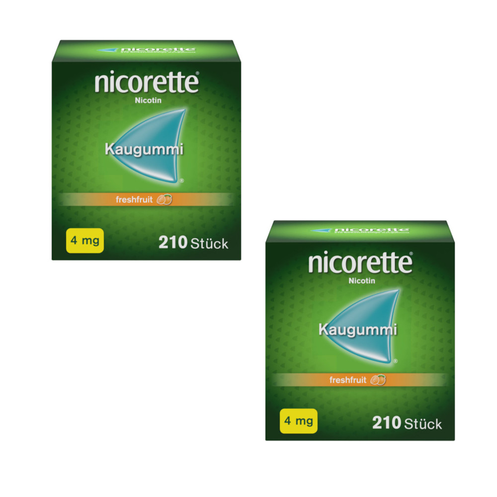 nicorette Kaugummi 4 mg freshfruit Doppelpack + 10% Rabatt* 2X210 St Kaugummi