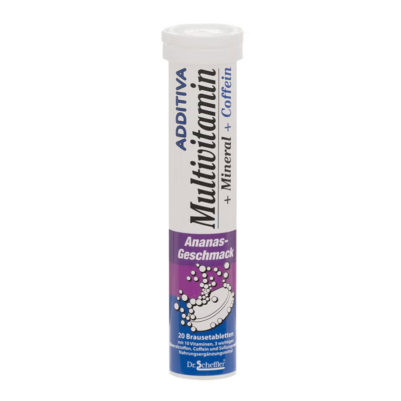 ADDITIVA Multivitamin + Mineral+ Coffein Ananasgeschmack 20 St Brausetabletten