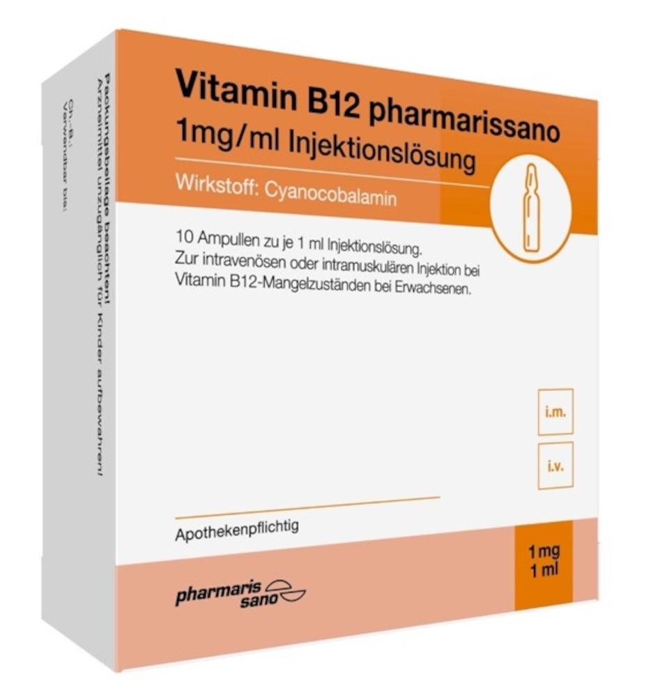 Vitamin B12 pharmarissano 1 mg/ml Injektionslös. 10X1 ml Injektionslösung