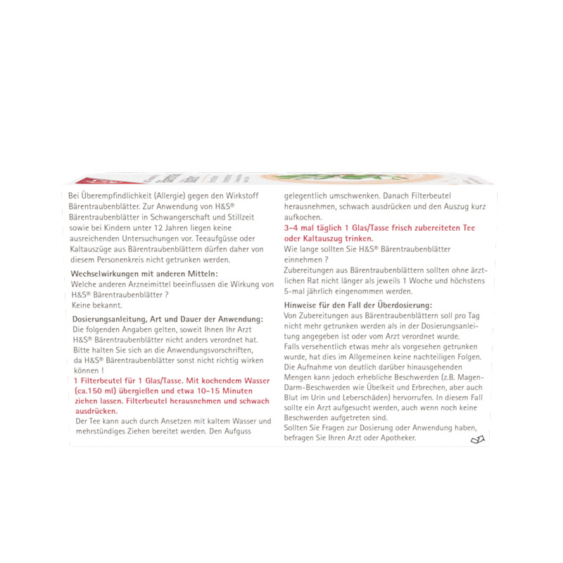 H&S Arzneitee Bärentraubenblätter 20X2.7 g Filterbeutel
