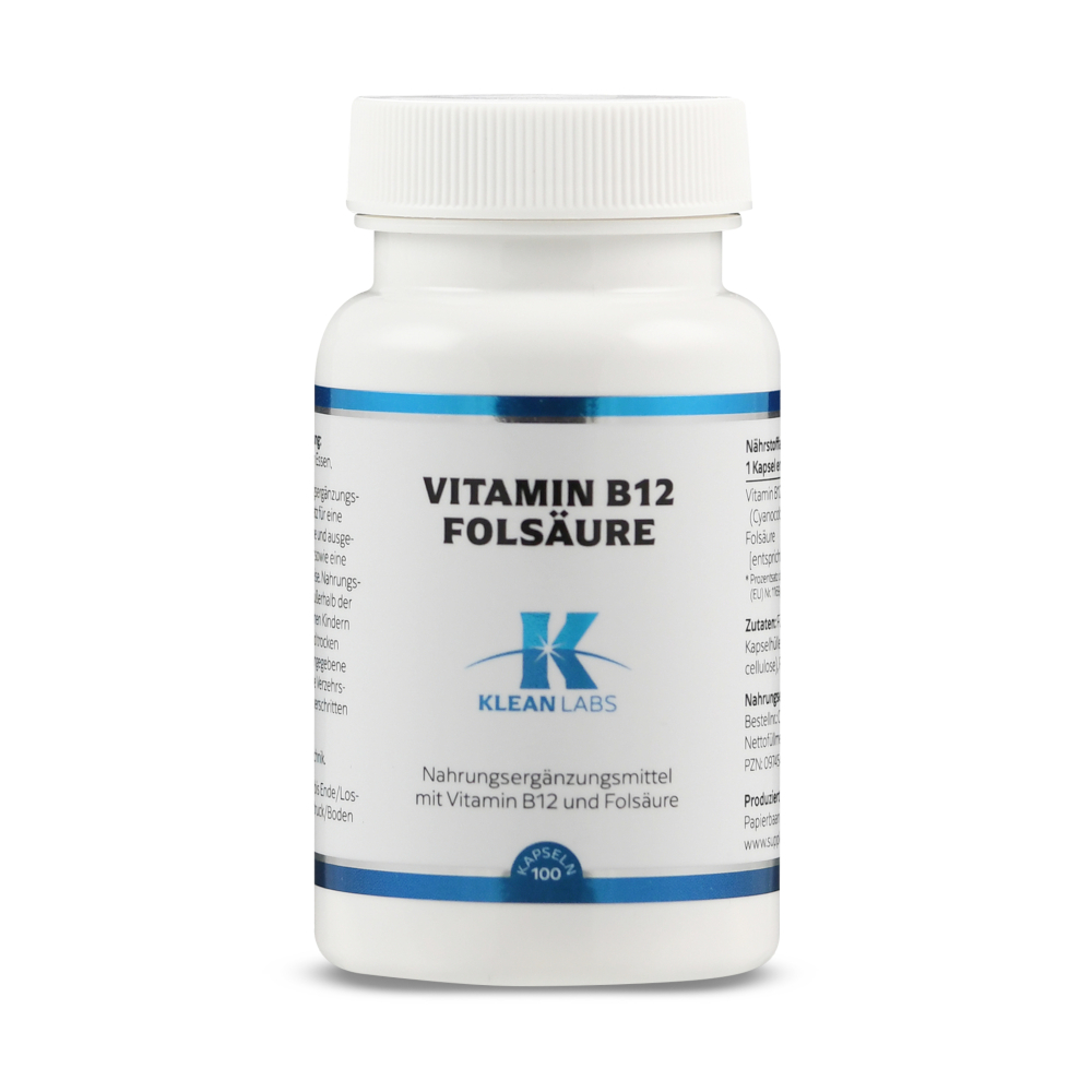 KLEAN LABS VITAMIN B12 FOLSÄURE 100 St Kapseln