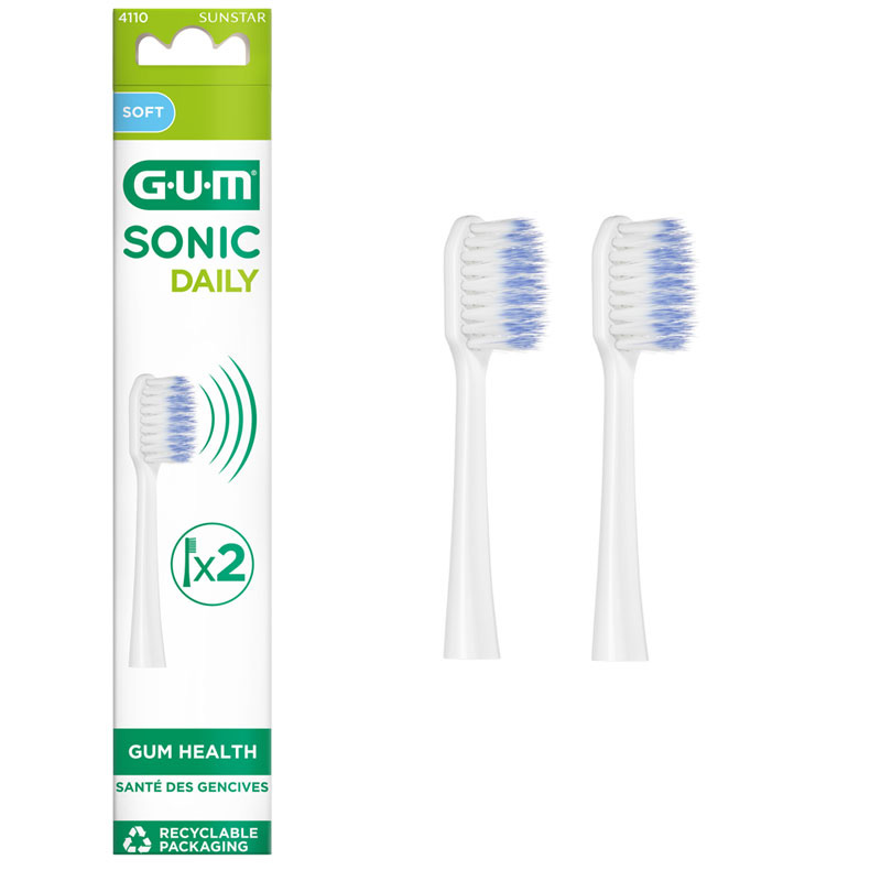 GUM SONIC DAILY Ersatzbürsten weiß 2 Stück 2 St Zahnbürste