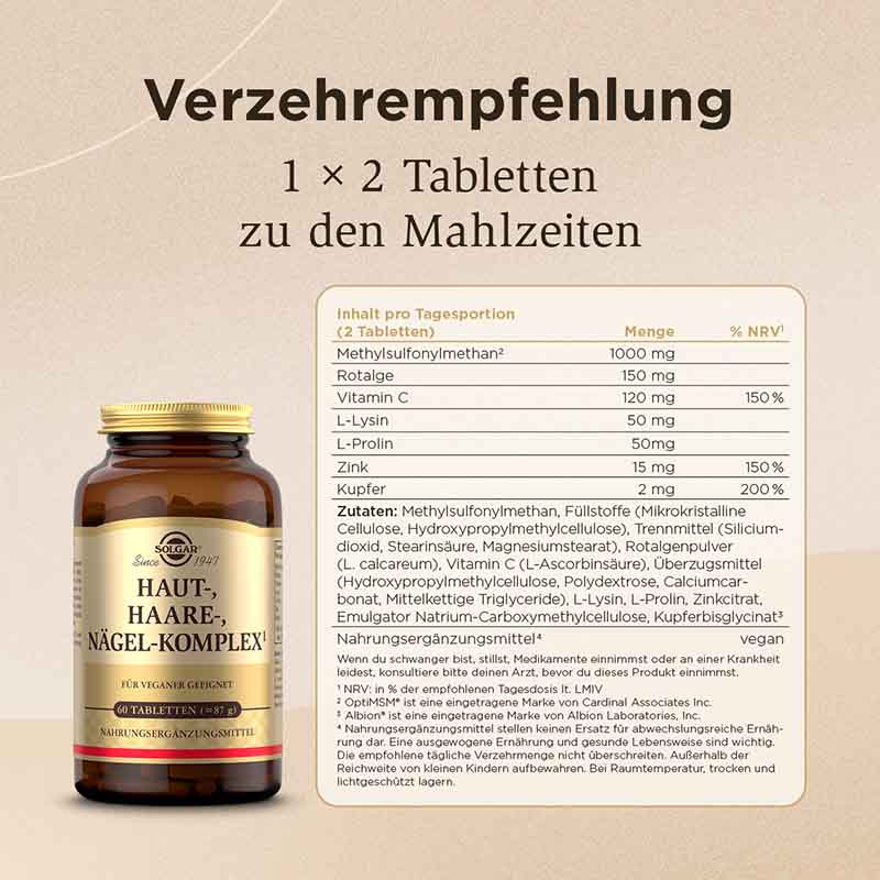 SOLGAR HAUT-, HAARE-, NÄGEL-KOMPLEX 60 St Tabletten