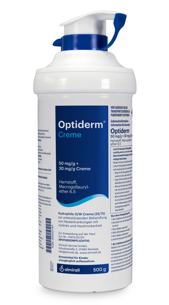 Optiderm Creme im Spender bei Juckreiz und trockener Haut 500 g Creme