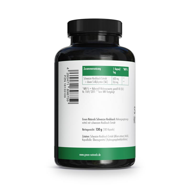 GREEN NATURALS Schwarzer Knoblauch 600mg 180 St Kapseln