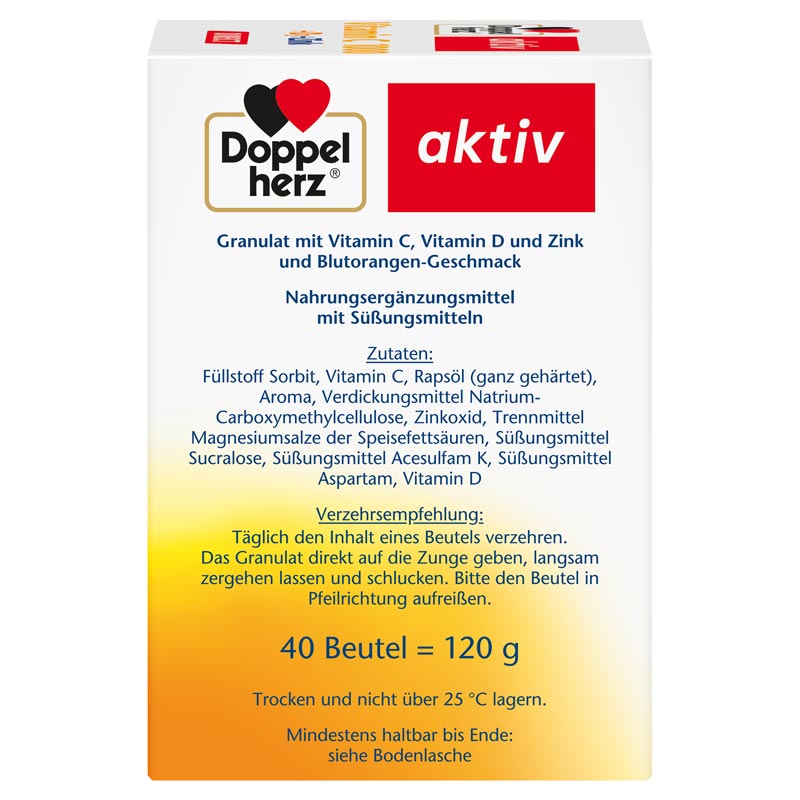 Doppelherz aktiv Vitamin C 1000 + D3 + Zink DIRECT 40 St Pellets