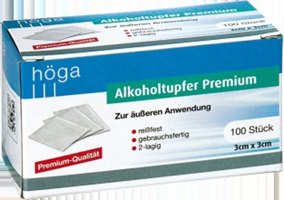 ALKOHOLTUPFER Premium 3x3 cm 100 St