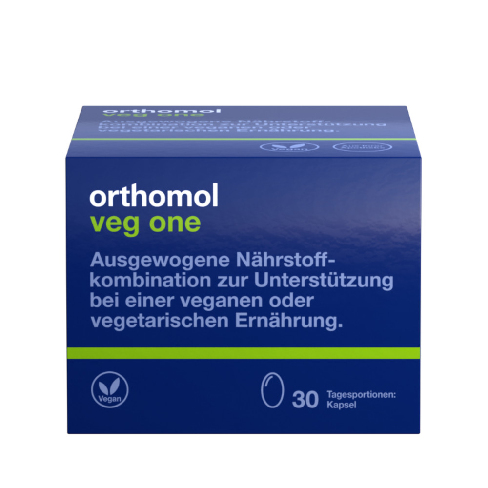 orthomol veg one - unterstützt bei veganer oder vegetarischer Ernährung - mit Vitamin D, Omega-3-Fettsäure und Eisen - Kapseln