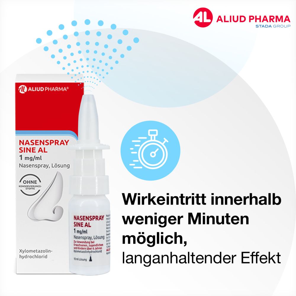 Nasenspray sine AL 1 mg / ml bei Schnupfen, konservierungsmittelfrei