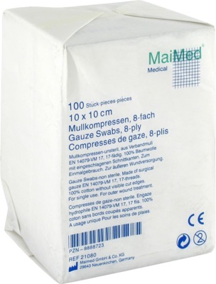 MULLKOMPRESSEN 10x10 cm unsteril 8fach 100 St Kompressen
