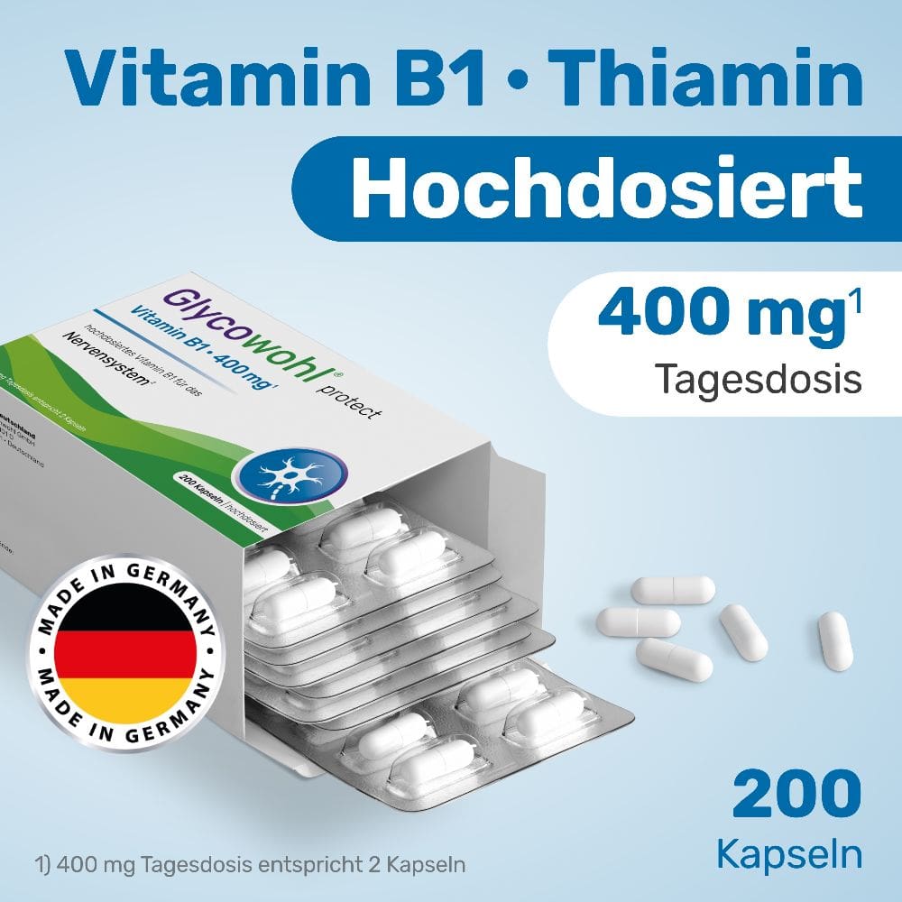 Glycowohl Vitamin B1 Thiamin 400 mg hochdosiert 200 St Kapseln