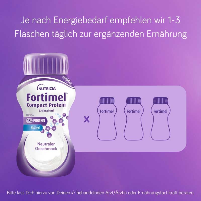 NUTRICIA Fortimel Compact Protein 2,4 kcal/ml Neutraler Geschmack 4X125 ml Flüssigkeit