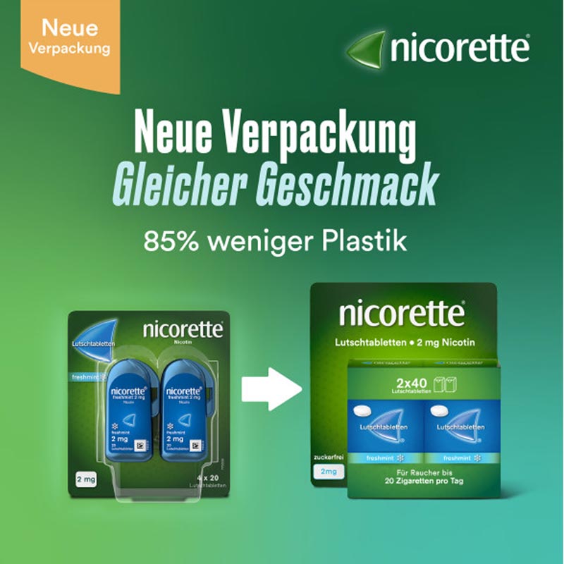 nicorette 2 mg Nikotinlutschtabletten freshmint für Raucher zum Aufhören