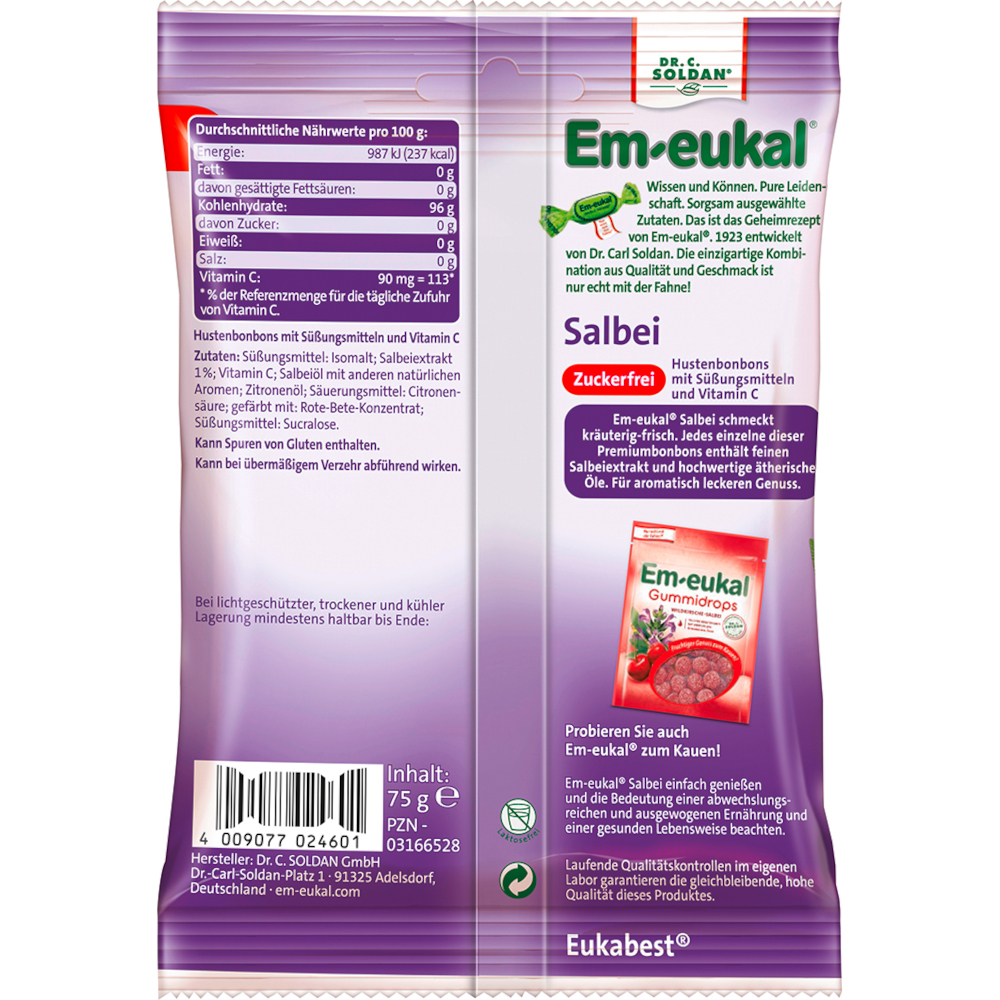 Em-eukal Salbei zuckerfrei 75 g Bonbons