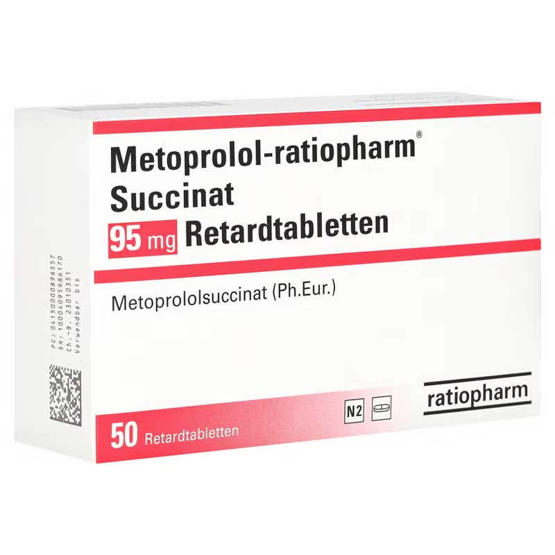 Metoprolol-ratiopharm Succinat 95mg 50 St Retard-Tabletten